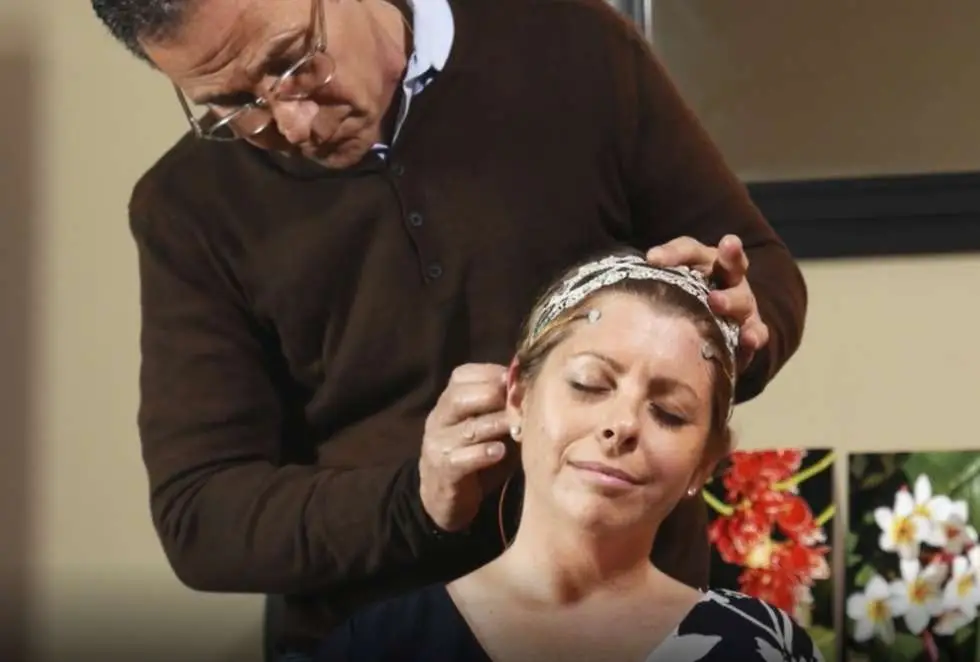 IASIS Microcurrent Neurofeedback session with head sensors for Health Builders neurofeedback services in Annandale